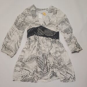 Alice McCall Black and White Long Sleeve Silk Dress - Size 12